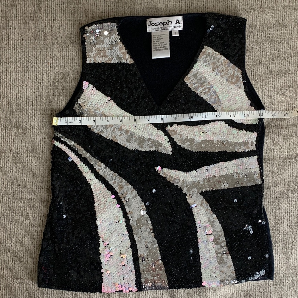 Sz S Joseph A. Sequin women’s NYE Blouse - Black, Silver, Pink •FABULOUS!• vtg! - Picture 14 of 17